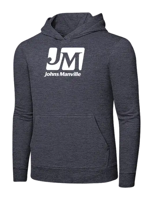 Heather Navy 7.8 oz Ring Spun Hooded Sweatshirt w/Johns Manville Logo
