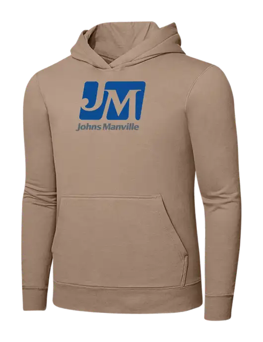 Sand 7.8. oz Ring Spun Hooded Sweatshirt w/Johns Manville Logo