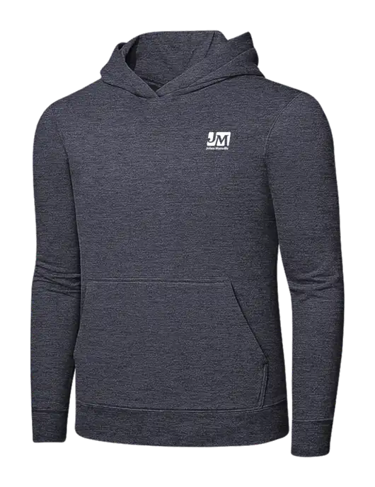 Heather Navy 7.8 oz Ring Spun Hooded Sweatshirt w/Johns Manville Logo