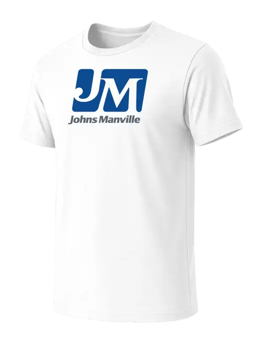 BELLA+CANVAS White Blend CVC Short Sleeve Tee w/Johns Manville Logo