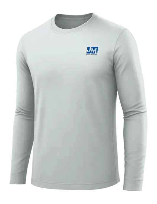 Long Sleeve Light Grey PosiCharge Competitor Tee w/Johns Manville Logo