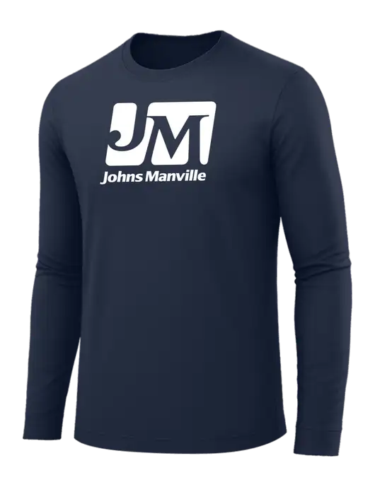 Long Sleeve Navy PosiCharge Competitor Tee w/Johns Manville Logo