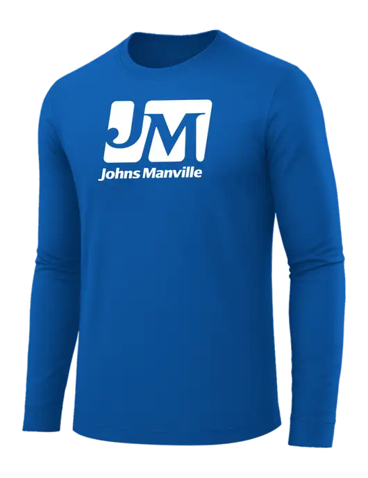 Long Sleeve Royal Blue PosiCharge Competitor Tee w/Johns Manville Logo