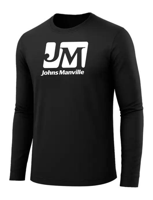 Long Sleeve Black PosiCharge Competitor Tee w/Johns Manville Logo