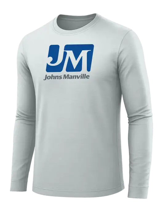 Long Sleeve Light Grey PosiCharge Competitor Tee w/Johns Manville Logo