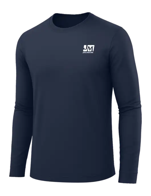 Long Sleeve Navy PosiCharge Competitor Tee w/Johns Manville Logo