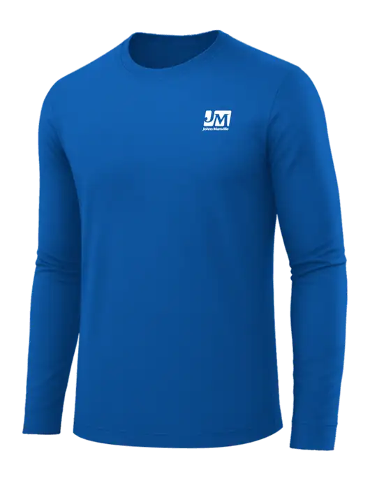Long Sleeve Royal Blue PosiCharge Competitor Tee w/Johns Manville Logo