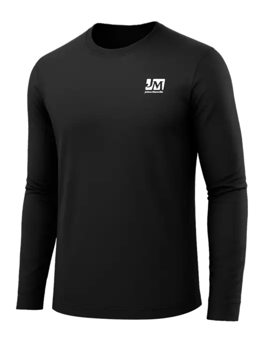 Long Sleeve Black PosiCharge Competitor Tee w/Johns Manville Logo