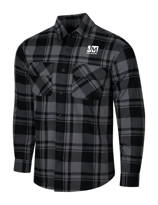 Medium Grey/Black Plaid Flannel Shirt w/Johns Manville Logo