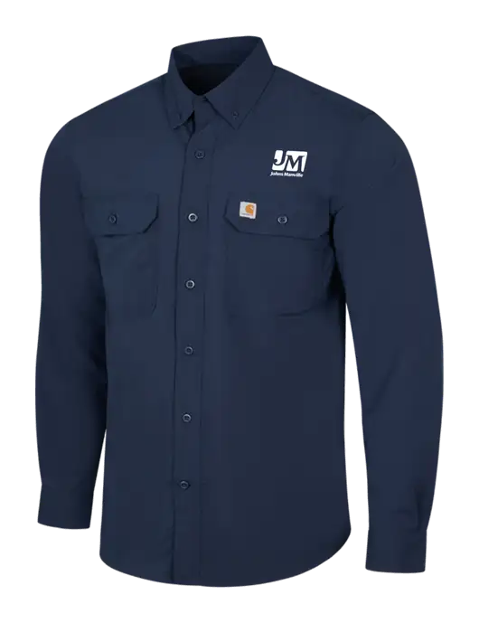 Carhartt Force Navy Long Sleeve Shirt w/Johns Manville Logo