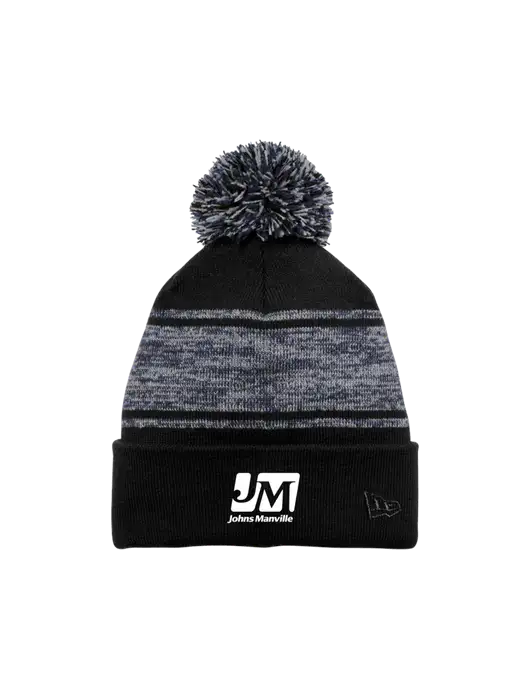 New Era Black/Navy Knit Chilled Pom Beanie w/Johns Manville Logo