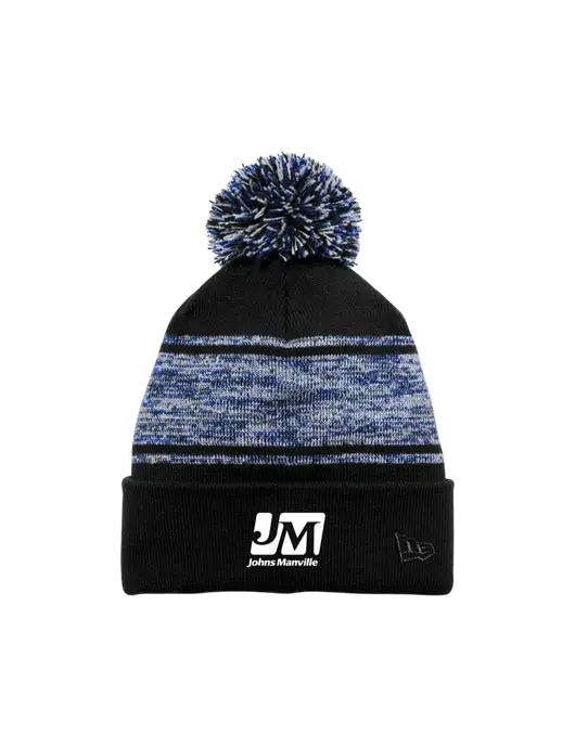 New Era Black/Royal Knit Chilled Pom Beanie w/Johns Manville Logo