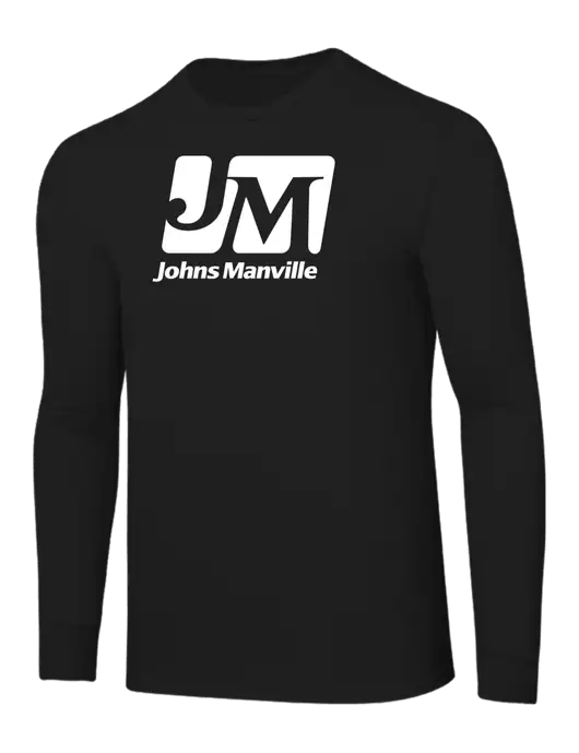 Core Blend Black Long Sleeve Tee w/Johns Manville Logo