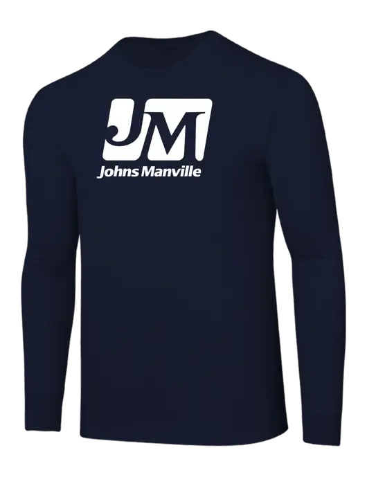 Core Blend Navy Long Sleeve Tee w/Johns Manville Logo