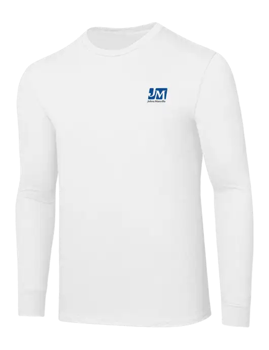 Core Blend White Long Sleeve Tee w/Johns Manville Logo