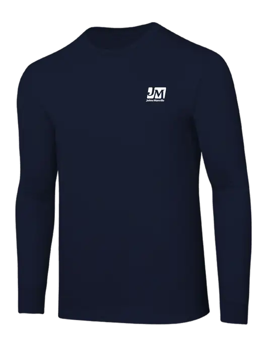 Core Blend Navy Long Sleeve Tee w/Johns Manville Logo