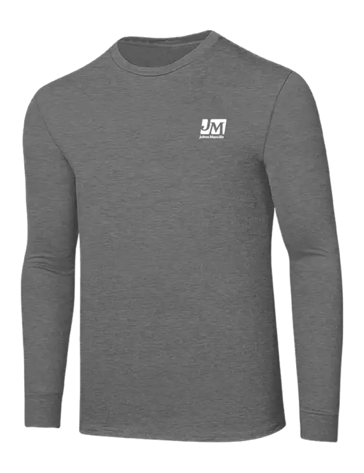 Core Blend Medium Grey Heather Long Sleeve Tee w/Johns Manville Logo