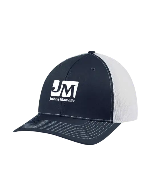 Richardson Adjustable Snapback Original 112 Trucker Cap Navy w/White Mesh w/Johns Manville Logo