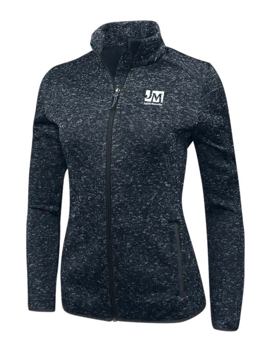Navy Heather Womens Sweater Fleece Jacket w/Johns Manville Logo