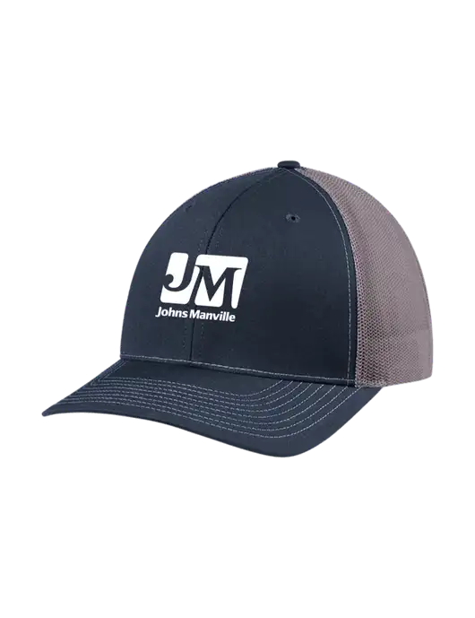Richardson Adjustable Snapback Original 112 Trucker Cap Navy w/Charcoal Mesh w/Johns Manville Logo