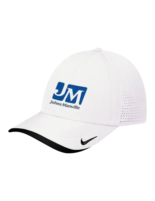 Nike White/Black Dri-FIT Perforated Performance Cap w/Johns Manville Logo