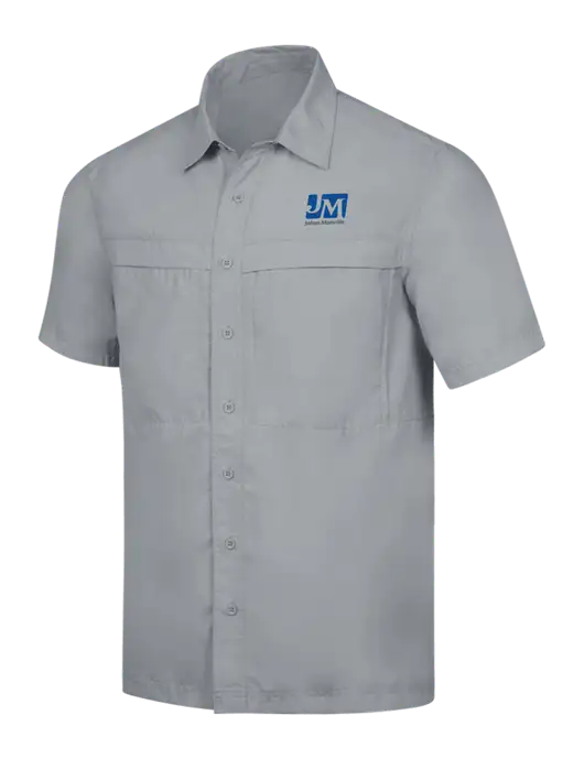 Light Grey Short Sleeve UV Daybreak Shirt w/Johns Manville Logo