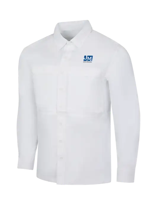 White Long Sleeve UV Daybreak Shirt w/Johns Manville Logo