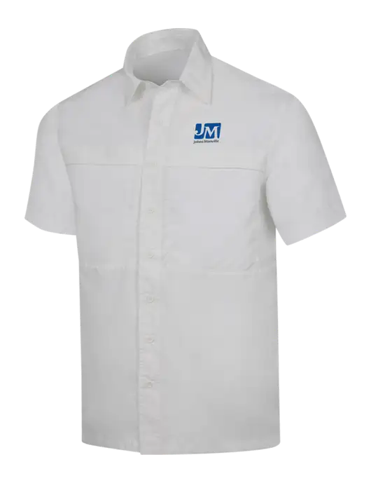 White Short Sleeve UV Daybreak Shirt w/Johns Manville Logo