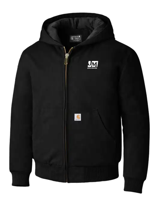 Carhartt Black Quilted-Flannel-Lined Duck Active Jacket w/Johns Manville Logo