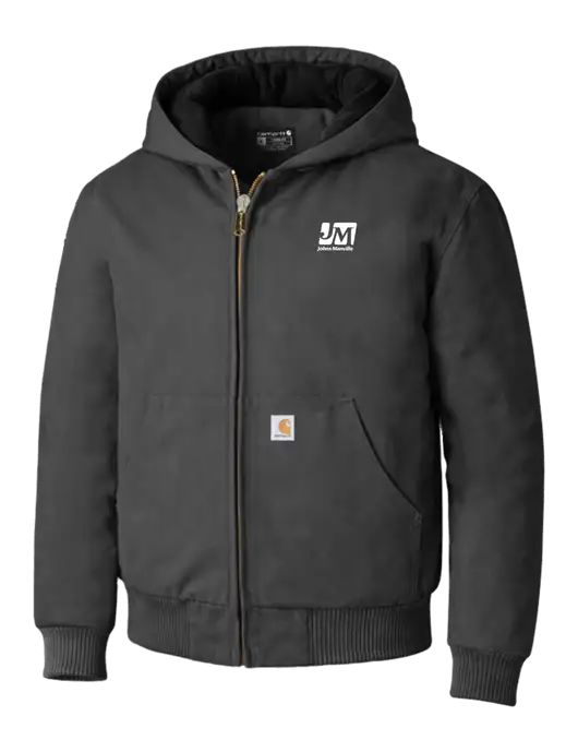 Carhartt Dark Grey Quilted-Flannel-Lined Duck Active Jacket w/Johns Manville Logo