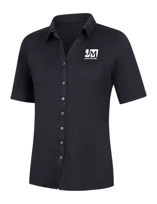 Womens Black City Stretch Top w/Johns Manville Logo