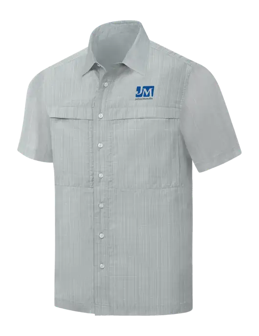 Light Grey Crosshatch Short Sleeve UV Daybreak Shirt w/Johns Manville Logo