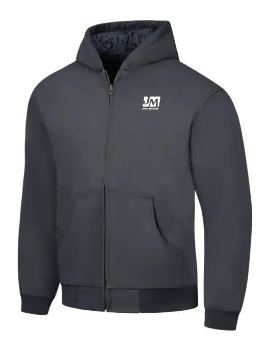CornerStone Charcoal Duck Cloth Hooded Work Jacket w/Johns Manville Logo
