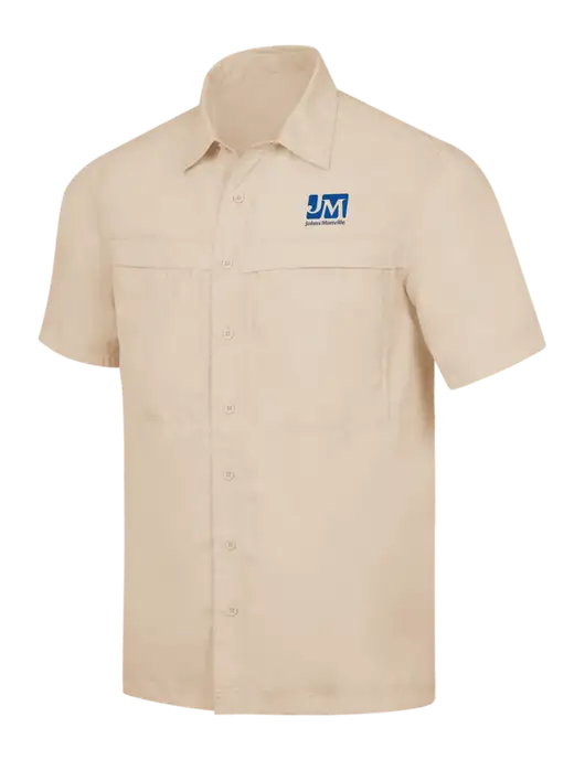 Tan Short Sleeve UV Daybreak Shirt w/Johns Manville Logo