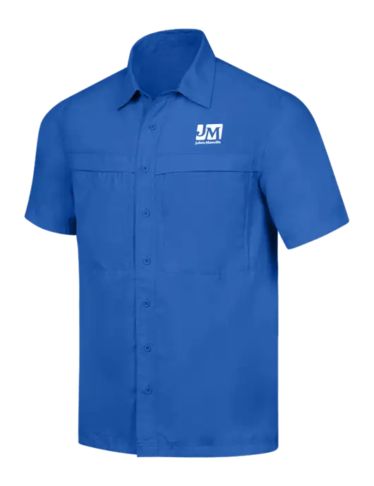 Dark Royal Short Sleeve UV Daybreak Shirt w/Johns Manville Logo