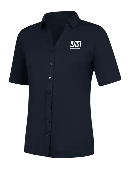 Womens Navy City Stretch Top w/Johns Manville Logo