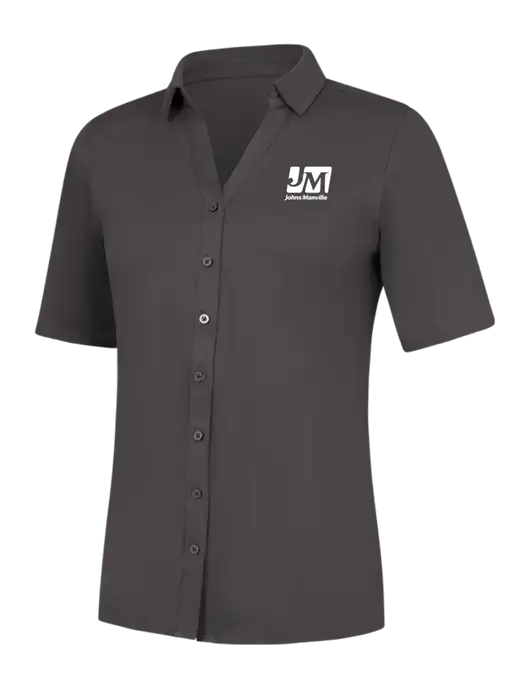 Womens Dark Grey City Stretch Top w/Johns Manville Logo