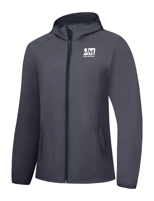 Womens Dark Grey Essential Rain Jacket w/Johns Manville Logo