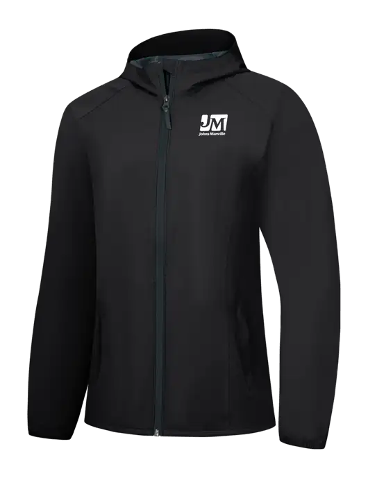 Womens Black Essential Rain Jacket w/Johns Manville Logo