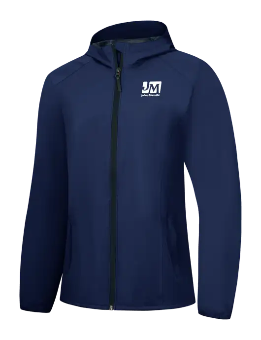 Womens Navy Essential Rain Jacket w/Johns Manville Logo