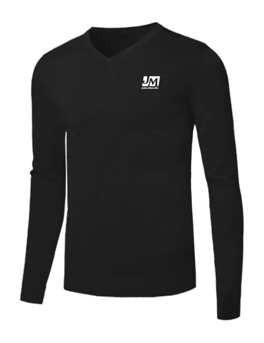 Brooks Brothers Black Washable Merino V-Neck Sweater w/Johns Manville Logo