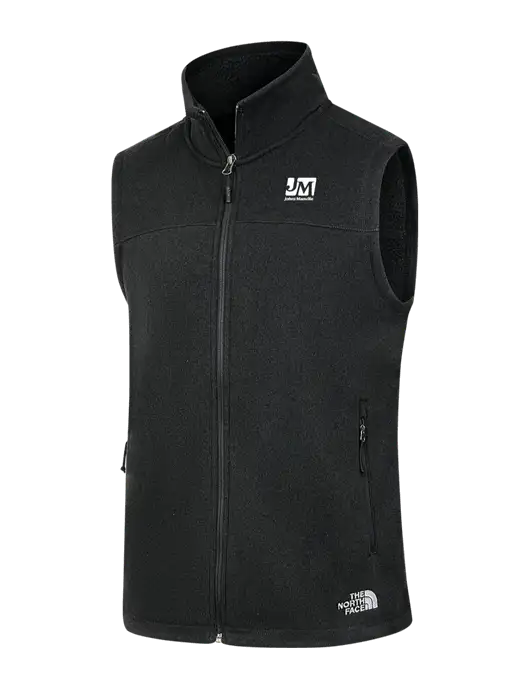 North Face Black Heather Sweater Fleece Vest  w/Johns Manville Logo