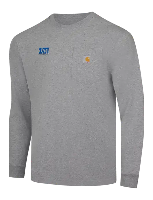 Carhartt Light Grey Heather Workwear Pocket Long Sleeve T-Shirt w/Johns Manville Logo