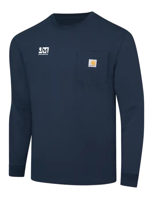 Carhartt Navy Workwear Pocket Long Sleeve T-Shirt w/Johns Manville Logo