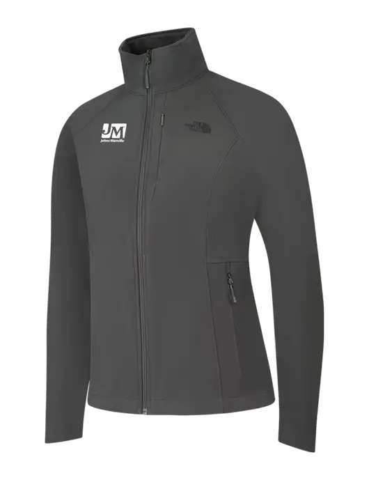 North Face Womens Medium Grey Apex Barrier Soft Shell Jacket  w/Johns Manville Logo