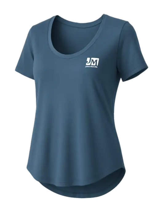 Mercer+Mettle Womens Light Navy Blue Stretch Jersey Relaxed Scoop w/Johns Manville Logo