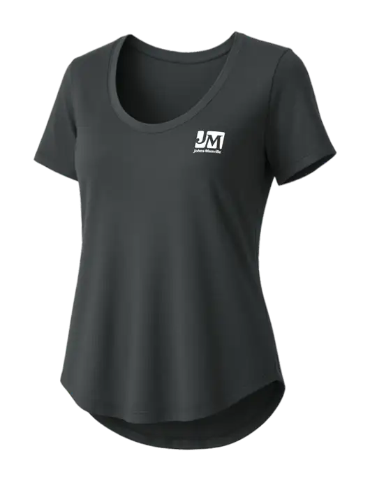 Mercer+Mettle Womens Dark Grey Stretch Jersey Relaxed Scoop w/Johns Manville Logo