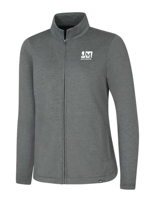 TravisMathew Womens Dark Grey Heather Coveside Full-Zip w/Johns Manville Logo