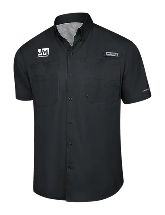Columbia Black PFG Tamiami II Short Sleeve Shirt w/Johns Manville Logo