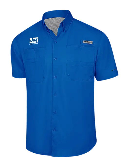 Columbia Royal PFG Tamiami II Short Sleeve Shirt w/Johns Manville Logo